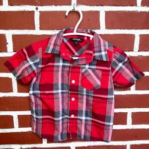 George | red plaid short sleeve button down shirt | size 2T